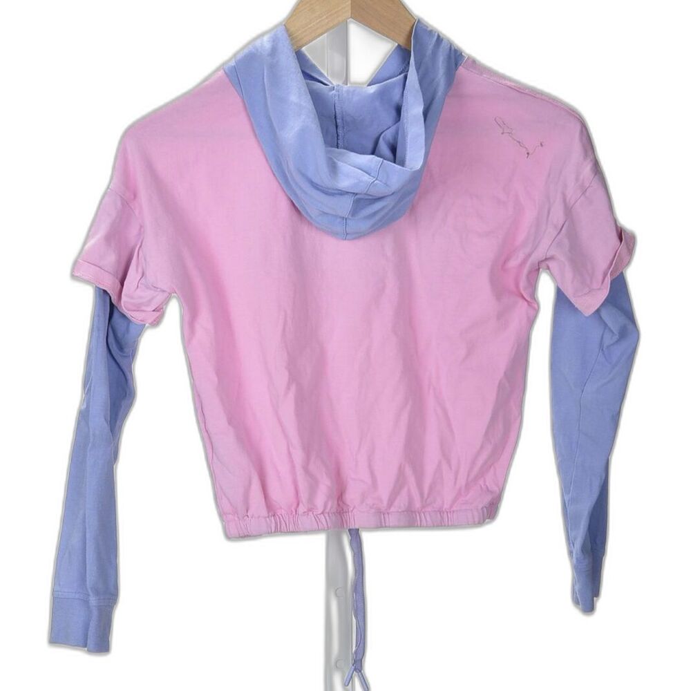 Fila Kawaii Hooded Faux Layered Hooded Pink / Lavender Knit Shirt Size M - Picture 2 of 3